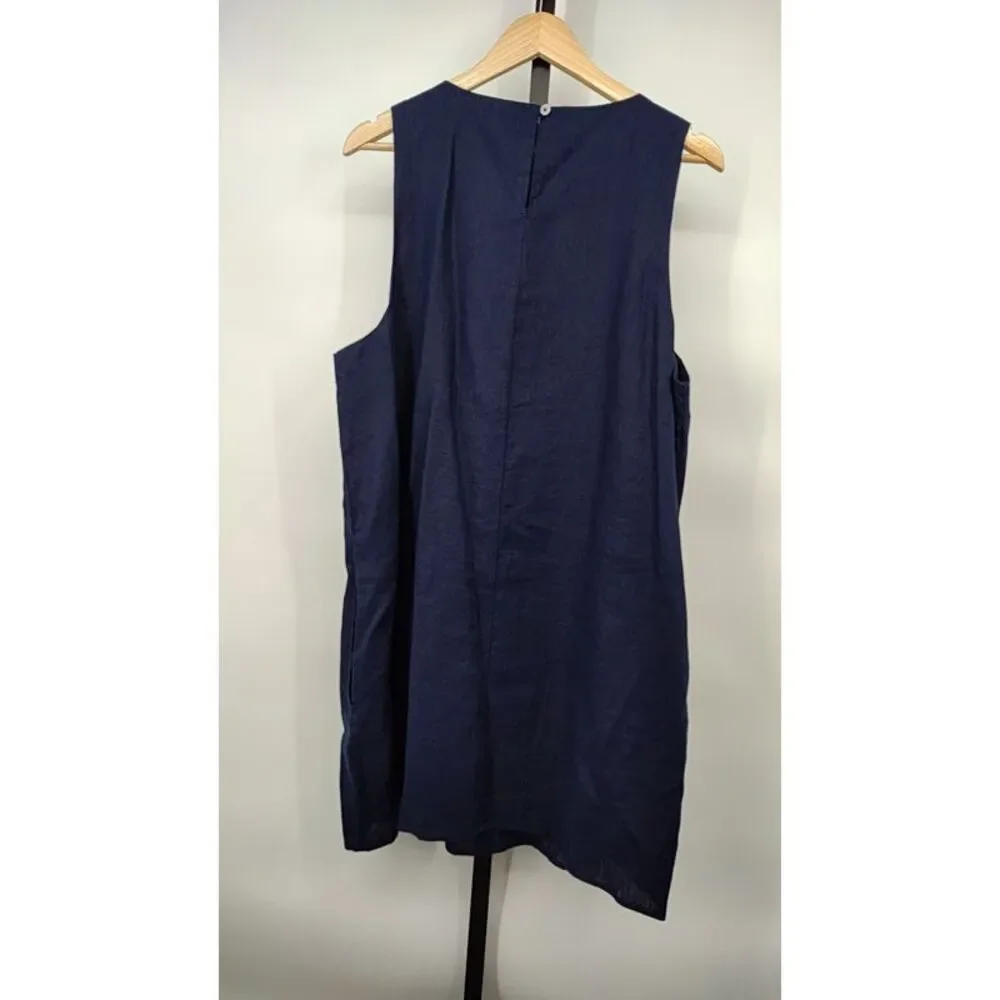 Quince Navy Sleeveless Shift Dress - Picture 2 of 2
